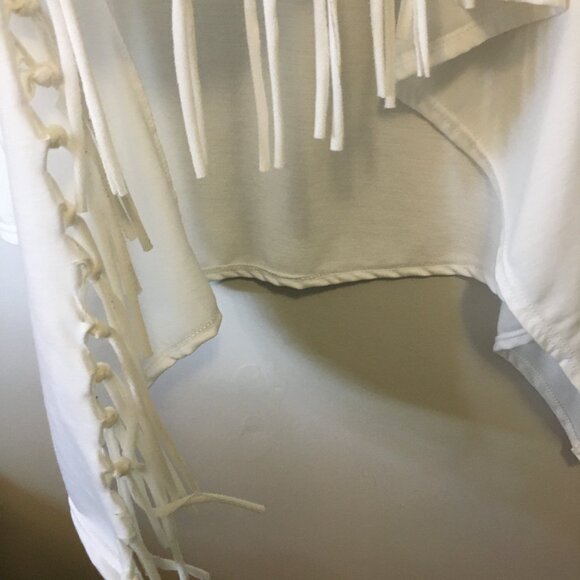 White Coastal Cowgirl Tassel Trimmed Cardigan Wrap - Picture 10 of 16